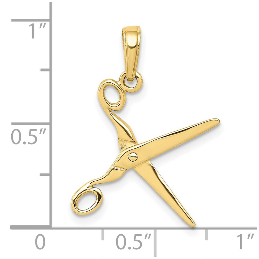10K Gelbgold 3-d Beweglich Scissors Anhänger
