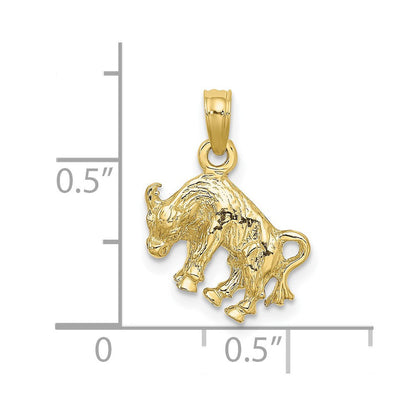 10K Gelbgold 10K 3-d Taurus Tierkreis Anhänger