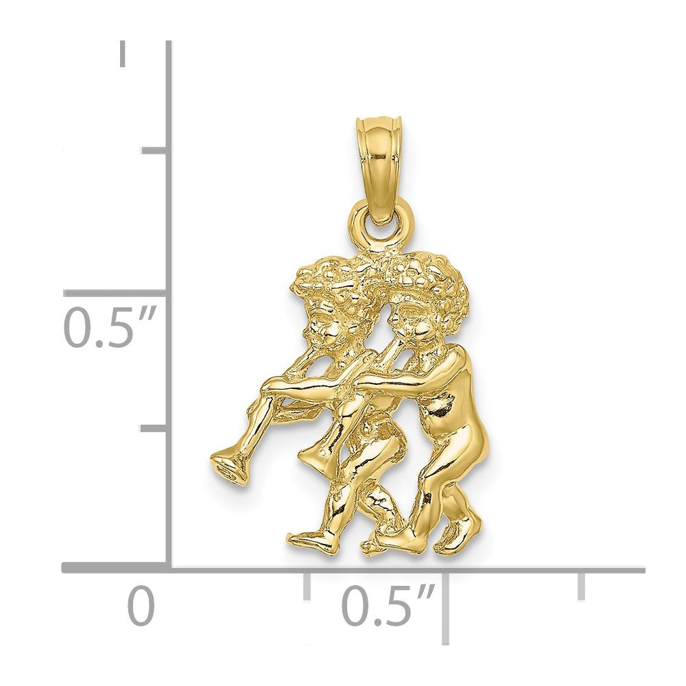 10K Gelbgold 10K 3-d Gemini Tierkreis Anhänger