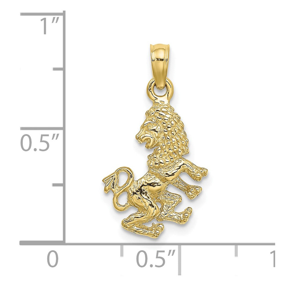 10K Gelbgold 10K 3-d Leo Tierkreis Anhänger