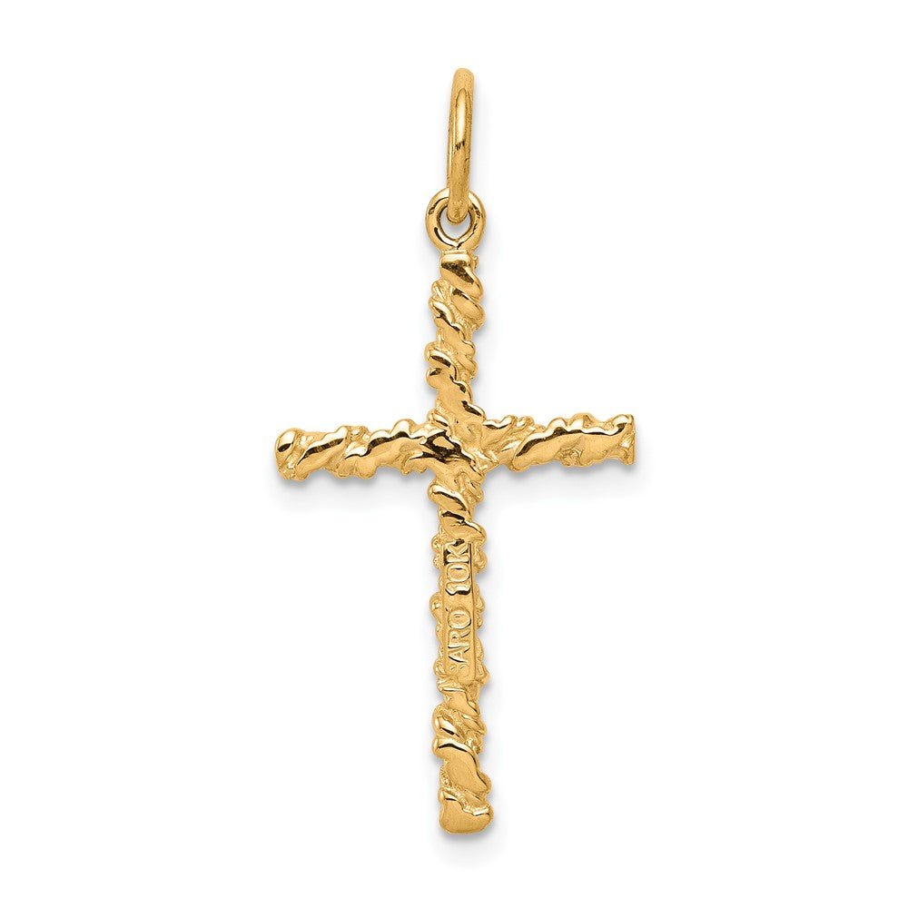 10K Gelbgold Nugget Kreuz Charm