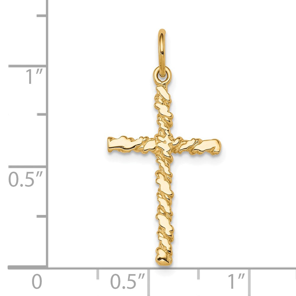 10K Gelbgold Nugget Kreuz Charm