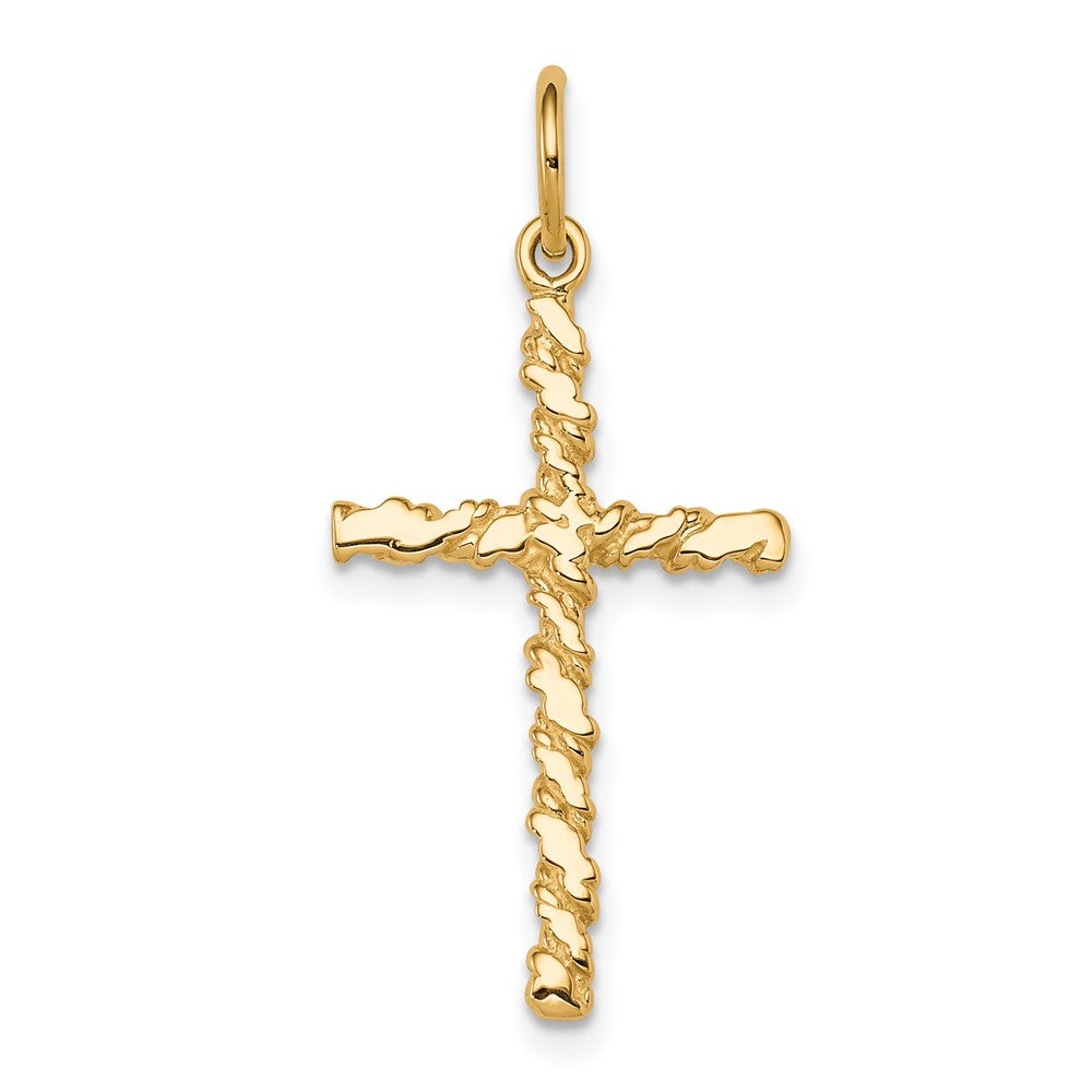 10K Gelbgold Nugget Kreuz Charm