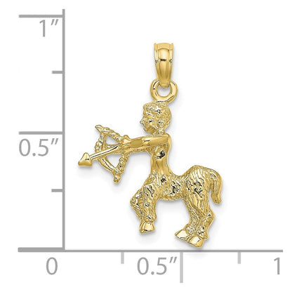 10K Gelbgold 10K 3-d Sagittarius Tierkreis Anhänger