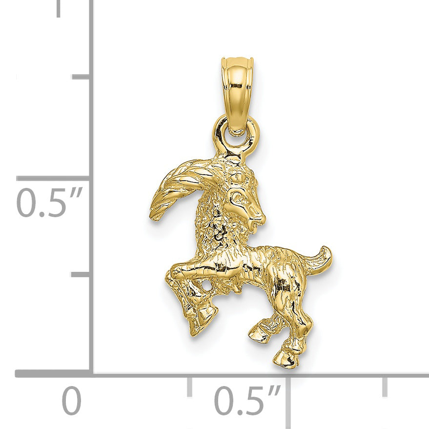 10K Gelbgold 10K 3-d Capricorn Tierkreis Anhänger