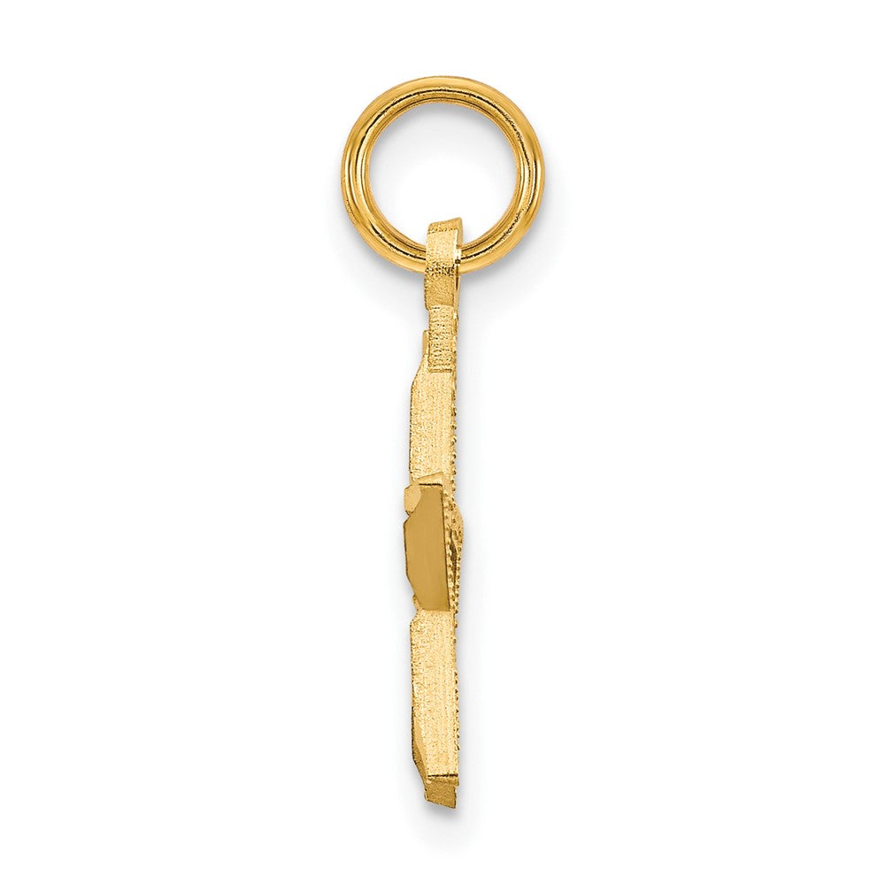10K Gelbgold Diamantiert Flach Rückseite Stern Charm