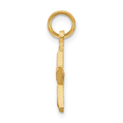 10K Gelbgold Diamantiert Flach Rückseite Stern Charm