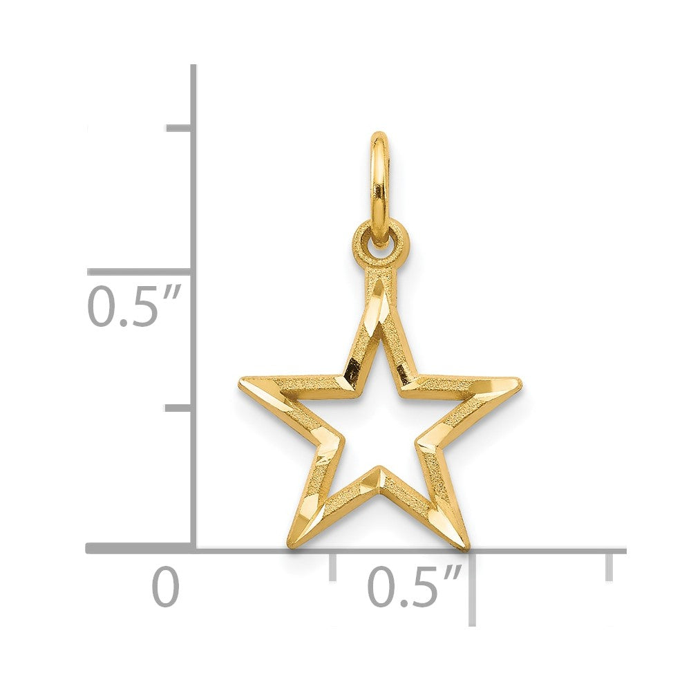 10K Gelbgold Diamantiert Flach Rückseite Stern Charm