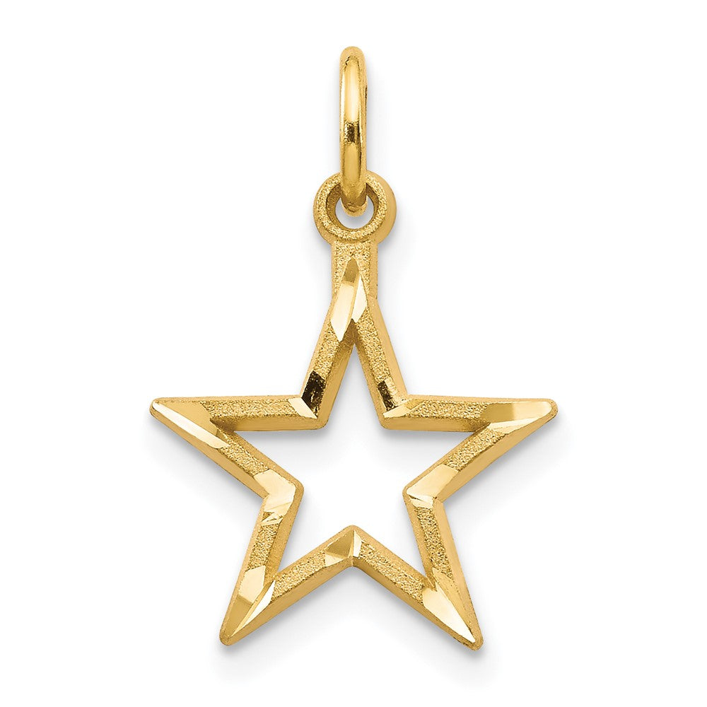 10K Gelbgold Diamantiert Flach Rückseite Stern Charm