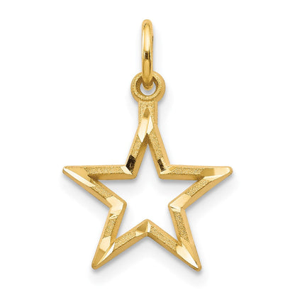 10K Gelbgold Diamantiert Flach Rückseite Stern Charm
