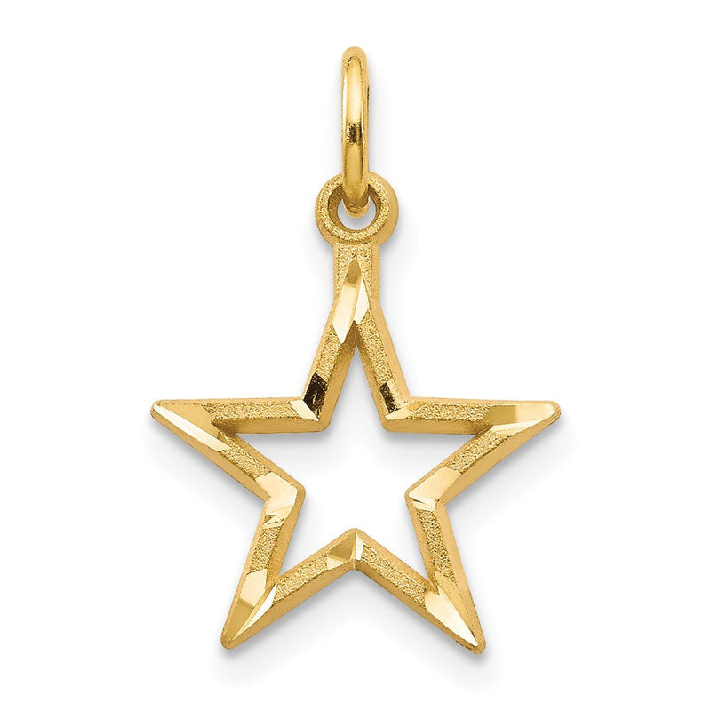 10K Gelbgold Diamantiert Flach Rückseite Stern Charm