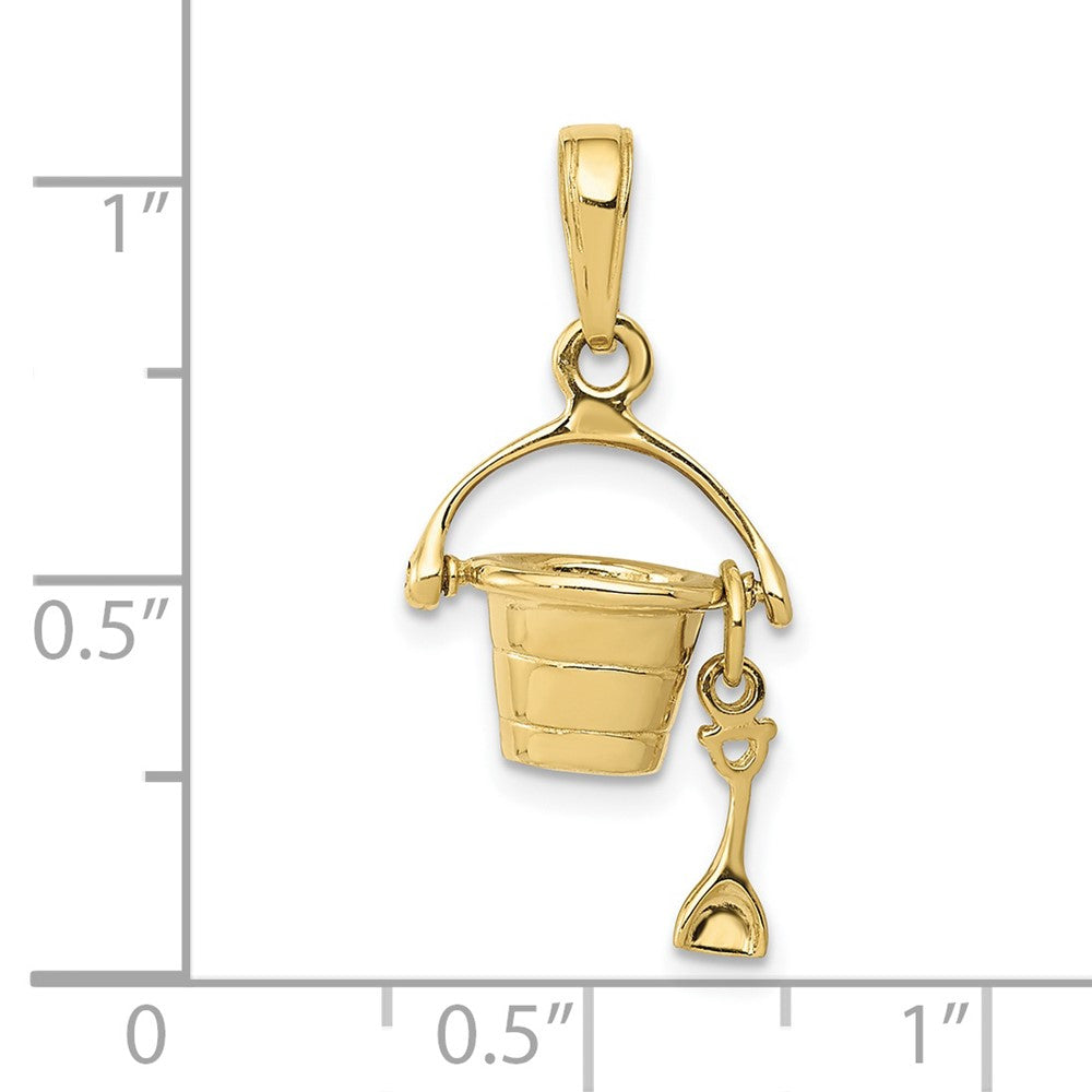 10K Gelbgold 3-d Beach Bucket mit Shovel Charm