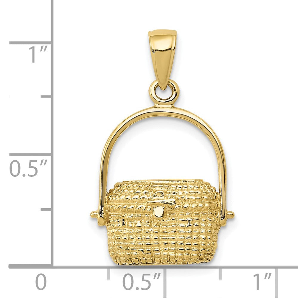 10K Gelbgold 2-d Groß Nantucket Korb Anhänger