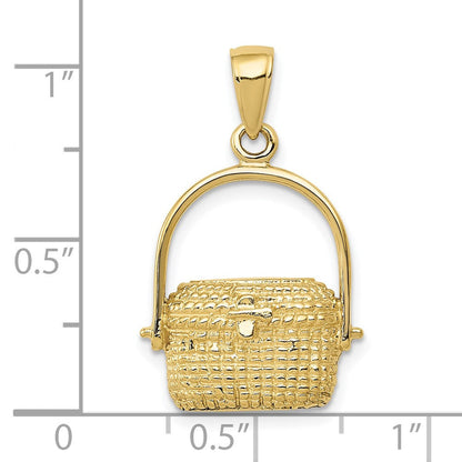 10K Gelbgold 2-d Groß Nantucket Korb Anhänger