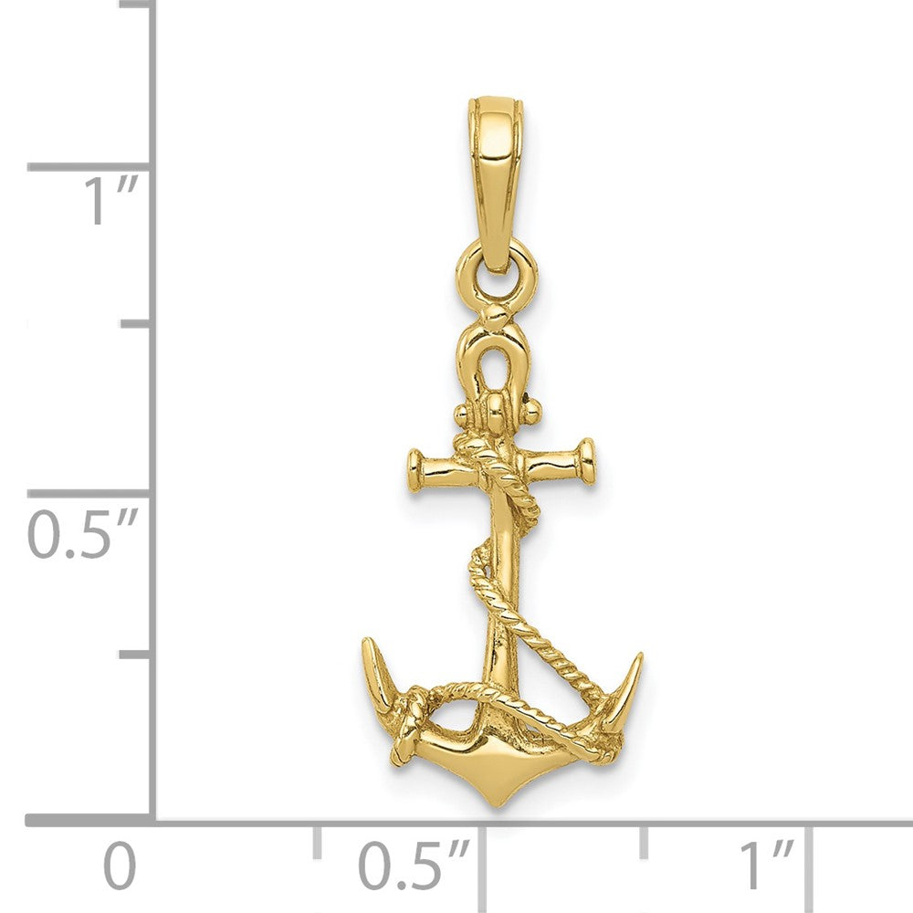 10K Gelbgold 10K 3-d Anker mit Shackle und Entwined Kordel Anhänger