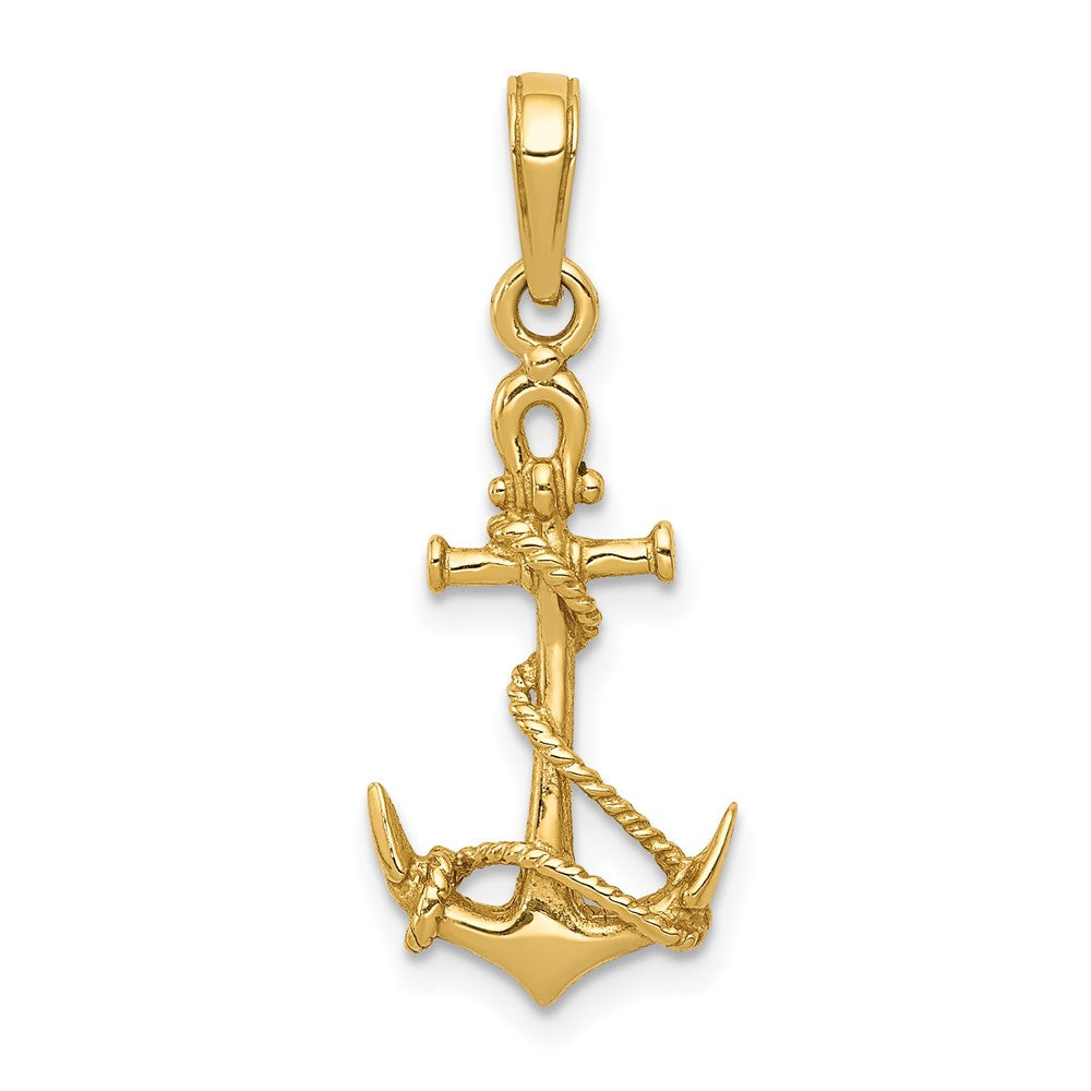 10K Gelbgold 10K 3-d Anker mit Shackle und Entwined Kordel Anhänger