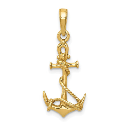 10K Gelbgold 10K 3-d Anker mit Shackle und Entwined Kordel Anhänger