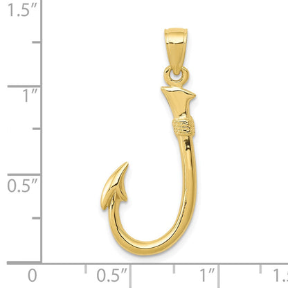 10K Gelbgold 10K 3d Fisch Haken Anhänger