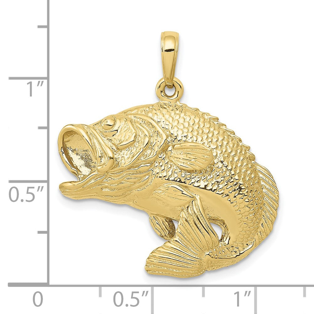 10K Gelbgold Barsch Fisch Springend Anhänger