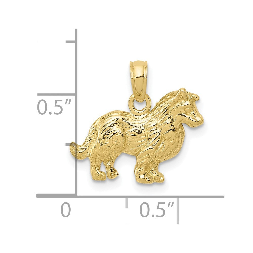10K Gelbgold Collie Hund Anhänger