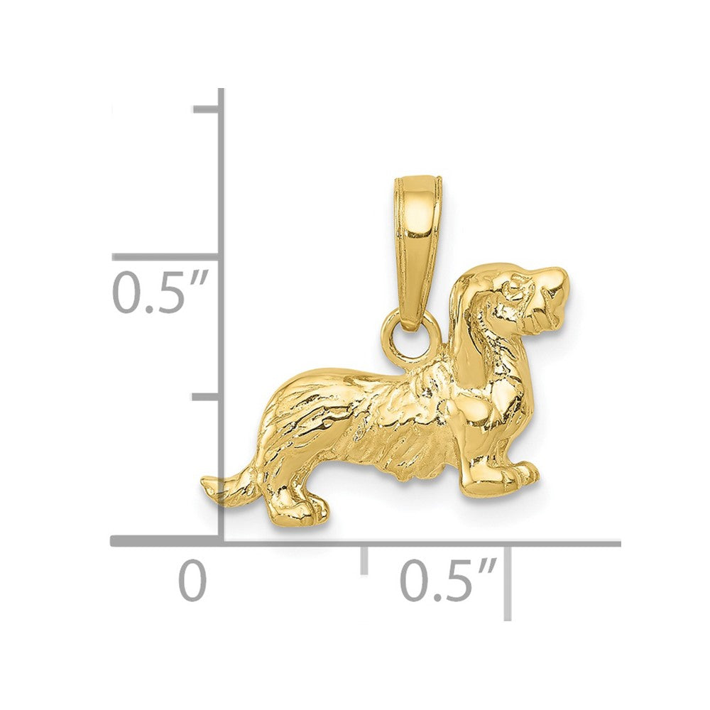 10K Gelbgold 10K Lang-haired Dachshund Hund Anhänger