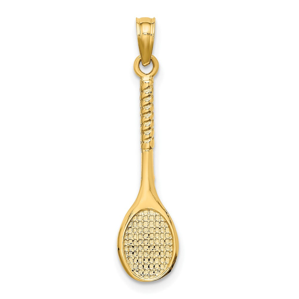 10K Gelbgold 10K 3-d Tennis Schläger Anhänger