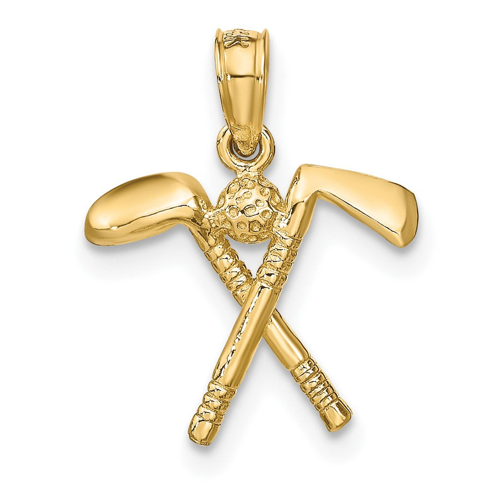 10K Gelbgold 3-d Golf Clubs mit Kugel Charm