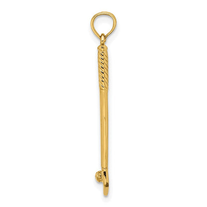 10K Gelbgold 3-d Einfach Golf Club mit Kugel Charm