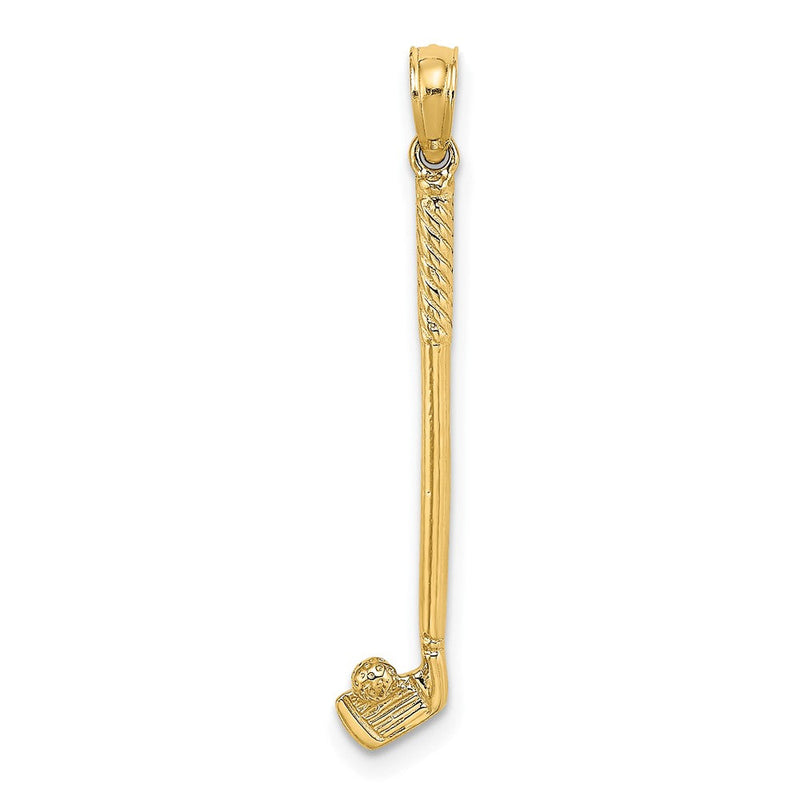 10K Gelbgold 3-d Einfach Golf Club mit Kugel Charm