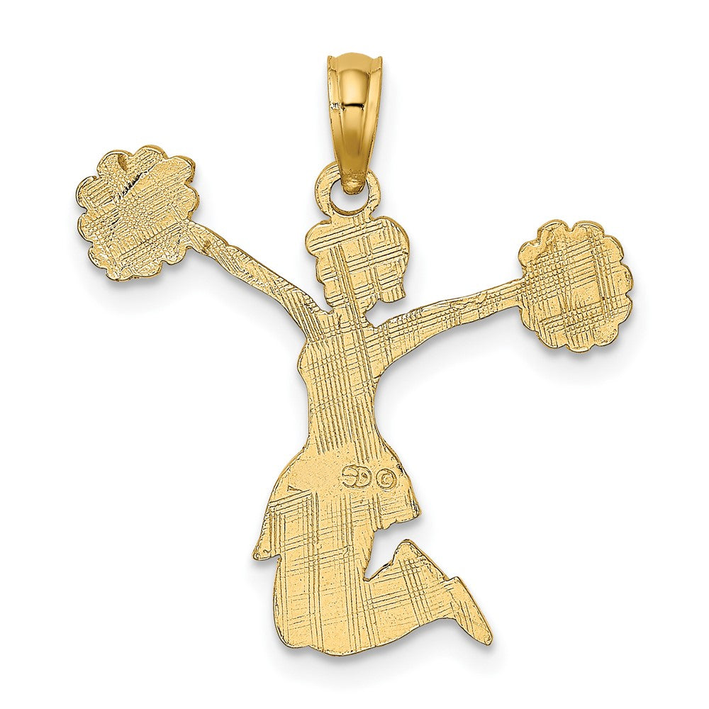 10K Gelbgold Cheerleader Springend mit Pom-pom Charm