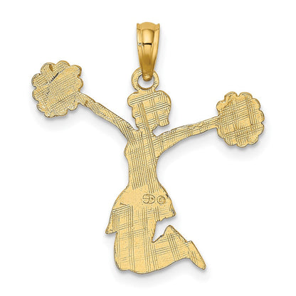 10K Gelbgold Cheerleader Springend mit Pom-pom Charm