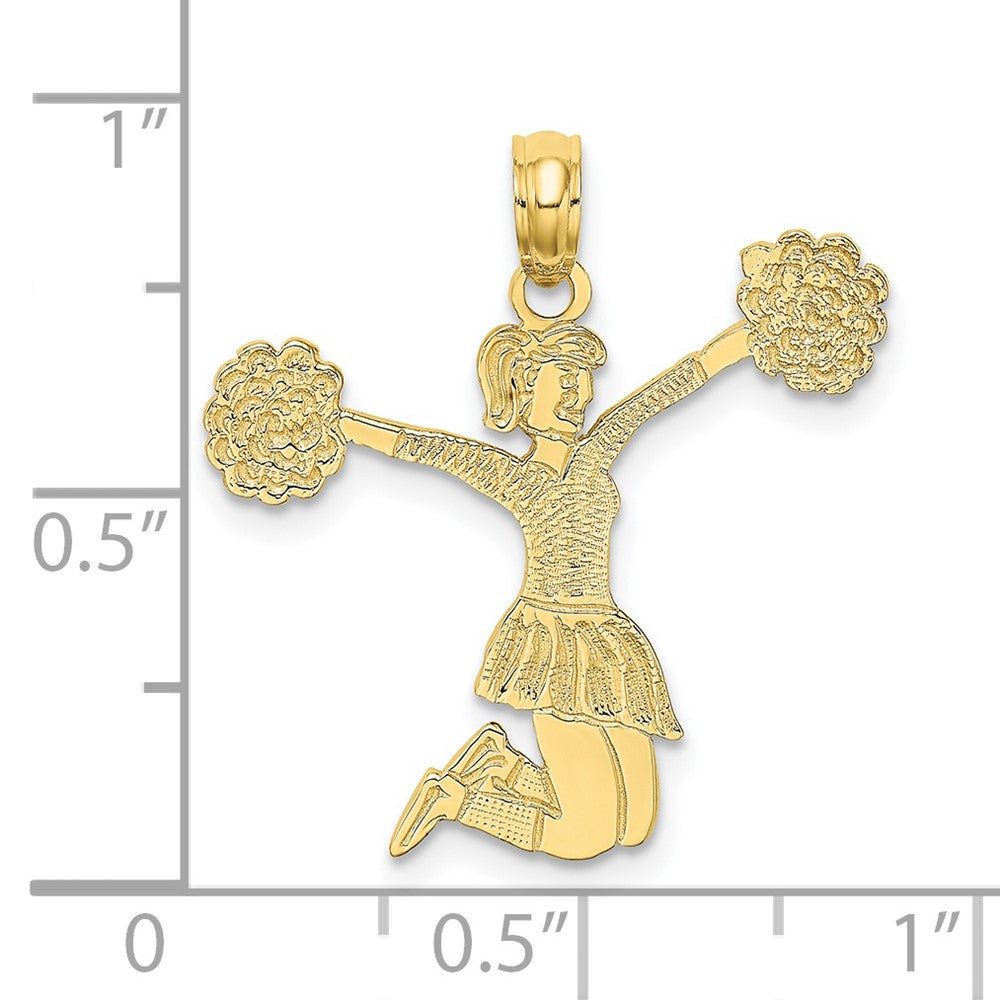 10K Gelbgold Cheerleader Springend mit Pom-pom Charm