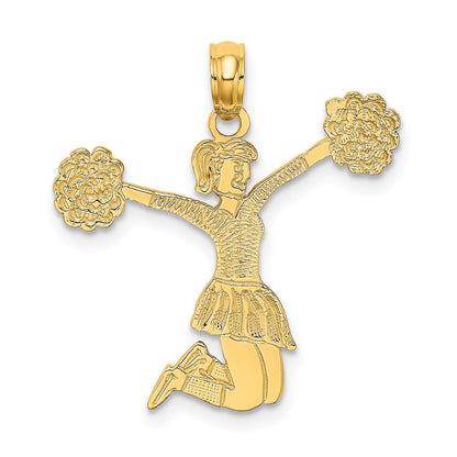 10K Gelbgold Cheerleader Springend mit Pom-pom Charm
