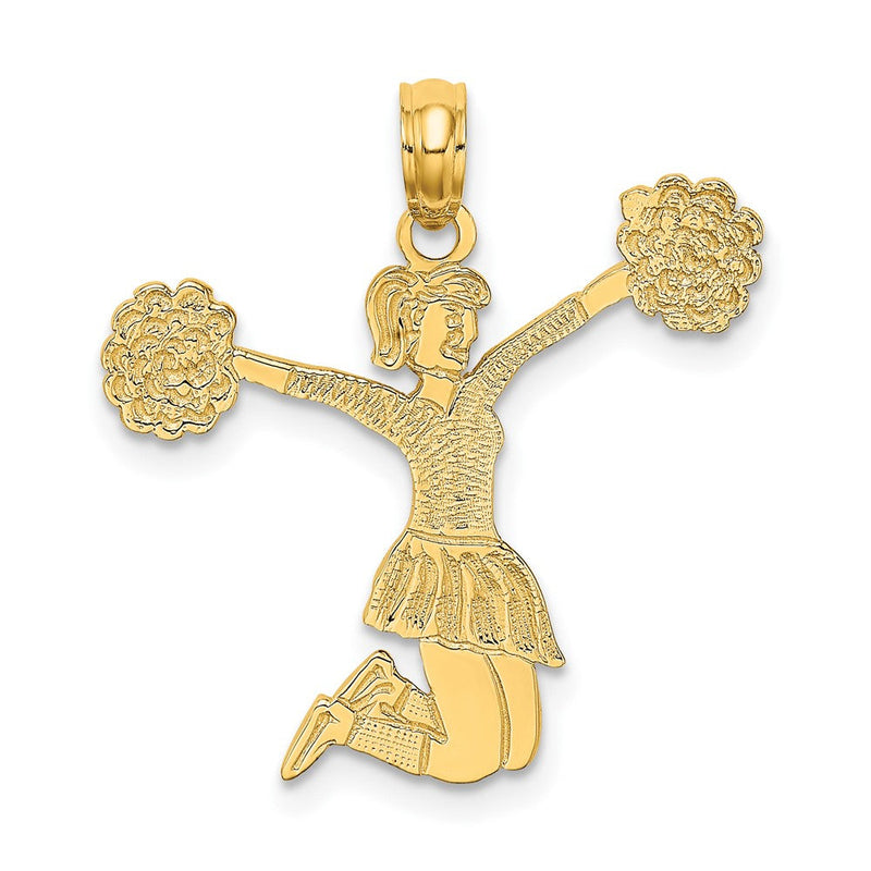 10K Gelbgold Cheerleader Springend mit Pom-pom Charm