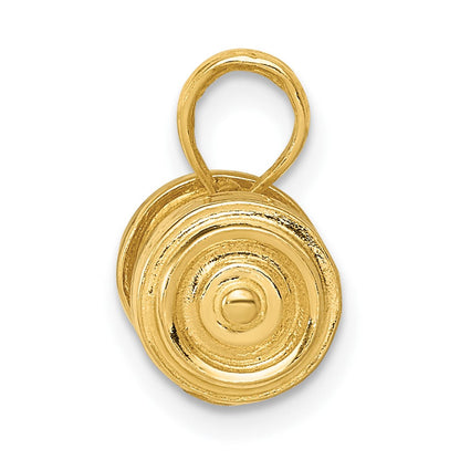 10K Gelbgold 3-d Einfach Barbell Anhänger