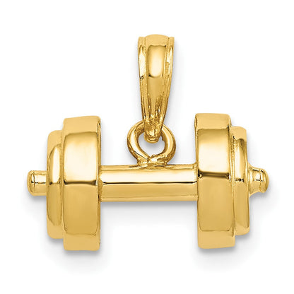 10K Gelbgold 3-d Einfach Barbell Anhänger