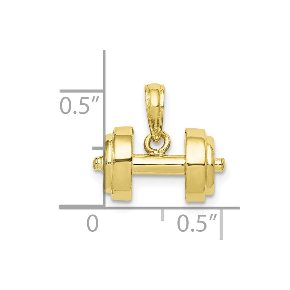 10K Gelbgold 3-d Einfach Barbell Anhänger