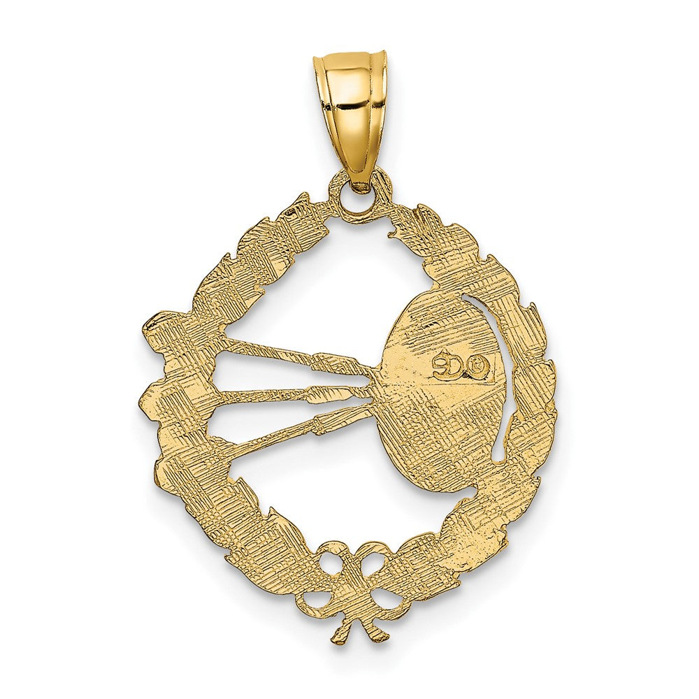 10K Gelbgold Dart Board und Darts in Blatt Design Charm