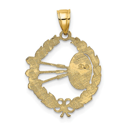 10K Gelbgold Dart Board und Darts in Blatt Design Charm