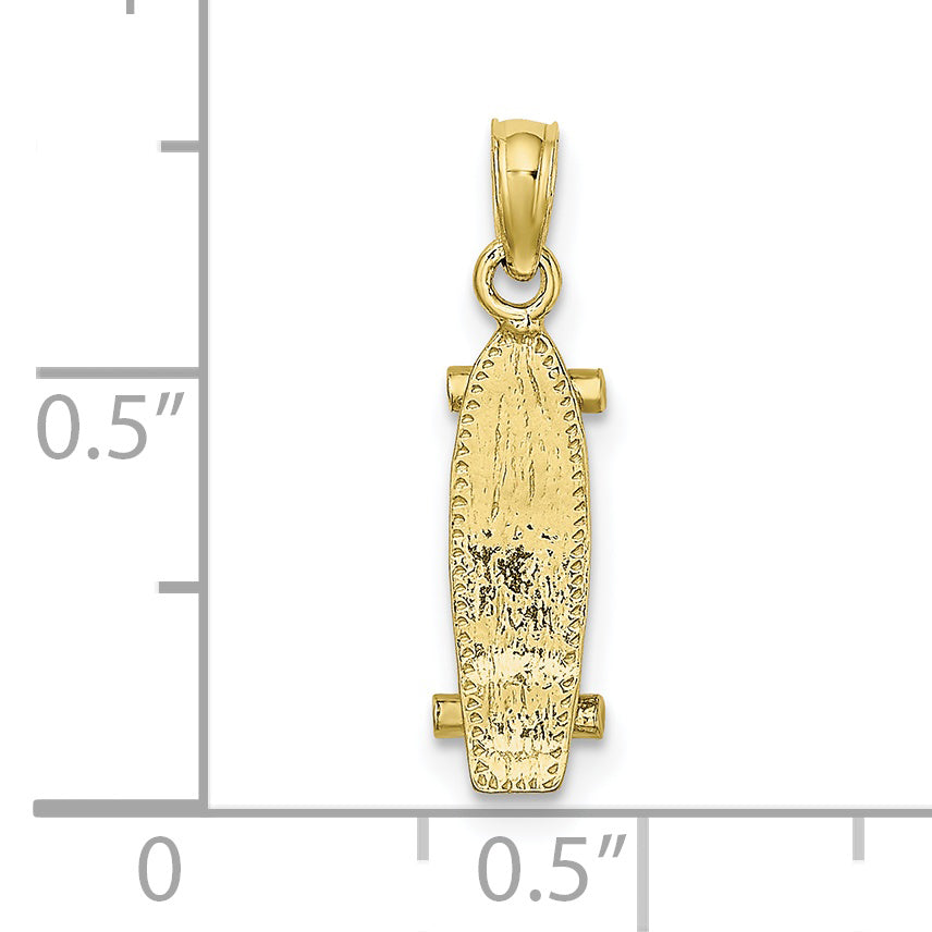 10K Gelbgold 10K 3-d Skate Board Charm