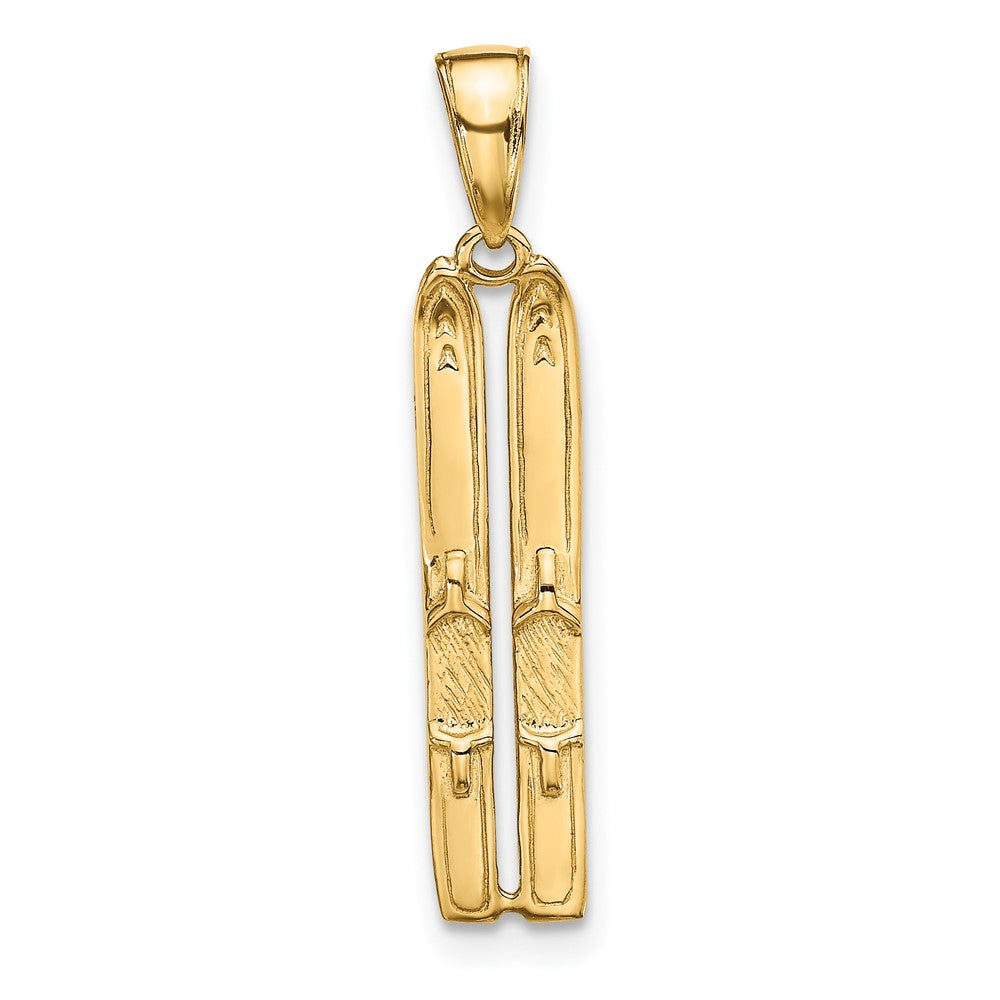 10K Gelbgold 3-d Snow Skis Anhänger