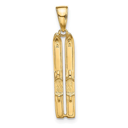10K Gelbgold 3-d Snow Skis Anhänger