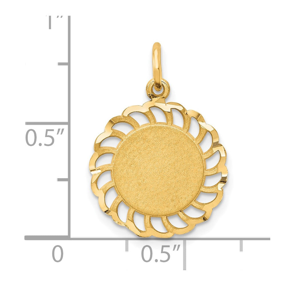 10K Gelbgold Kreis mit Filigran Edges Charm