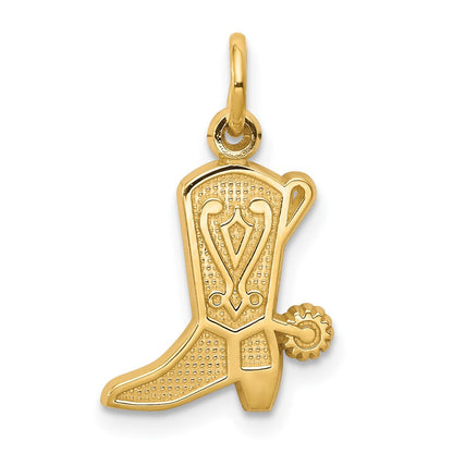 10K Gelbgold Massiv Poliert Cowboy Boot Charm