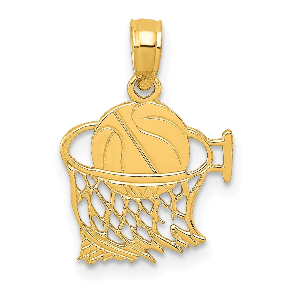 10K Gelbgold 10K Basketball in Net Anhänger