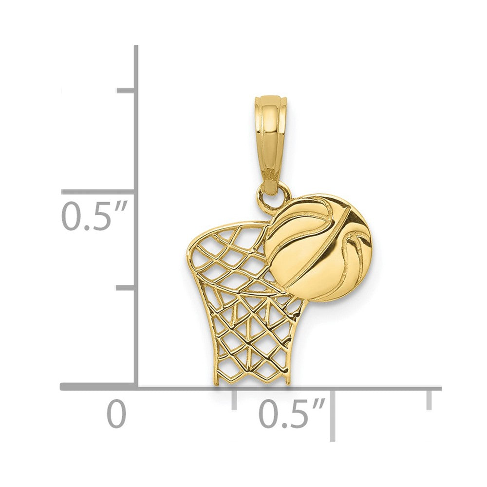 10K Gelbgold 10K Basketball Creole und Kugel Anhänger