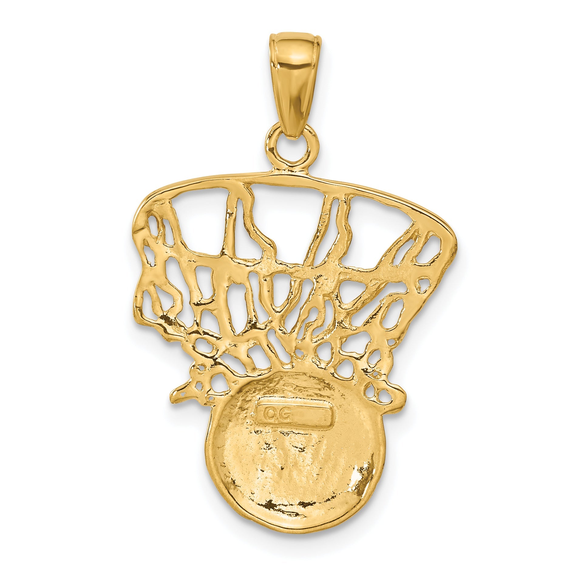 10K Gelbgold 10K Swoosh Basketball und Net Anhänger