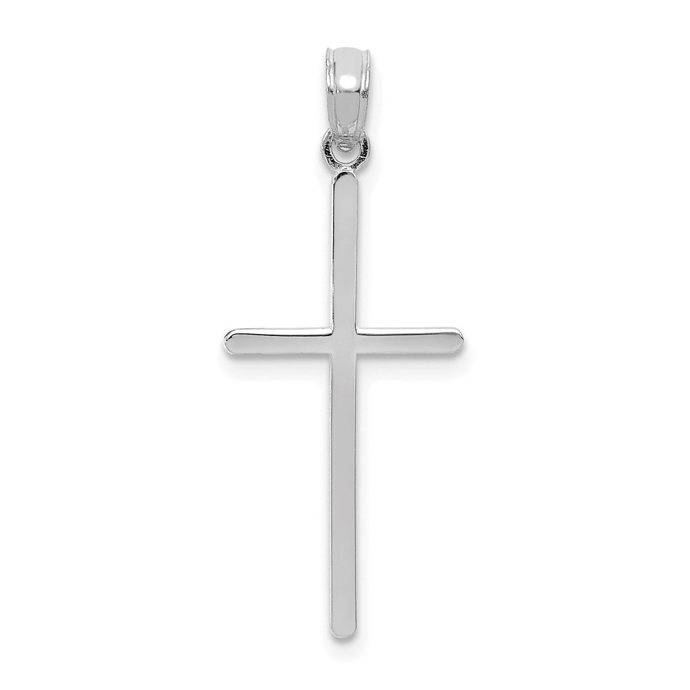 10K Weißgold Poliert Kreuz Anhänger
