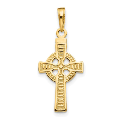 10K Gelbgold Wendbar God Is Liebe Keltisch Kreuz Anhänger