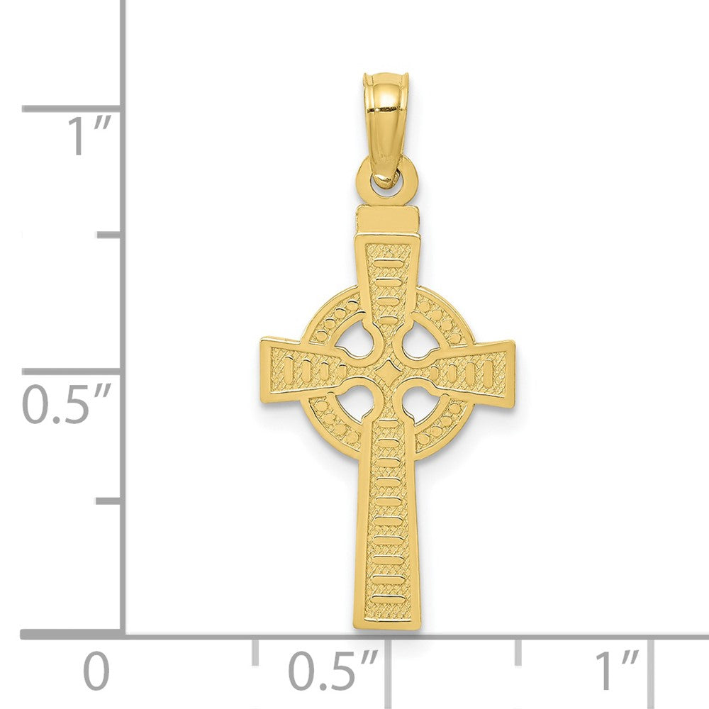 10K Gelbgold Wendbar God Is Liebe Keltisch Kreuz Anhänger